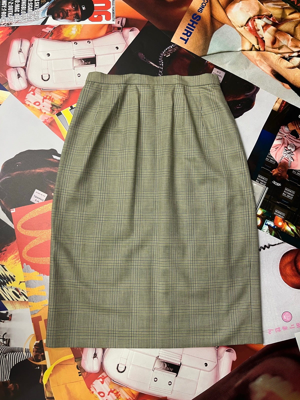 (XS) Burberry sukně po kolena světle zelená, béžová, modrá (komplet se sakem)