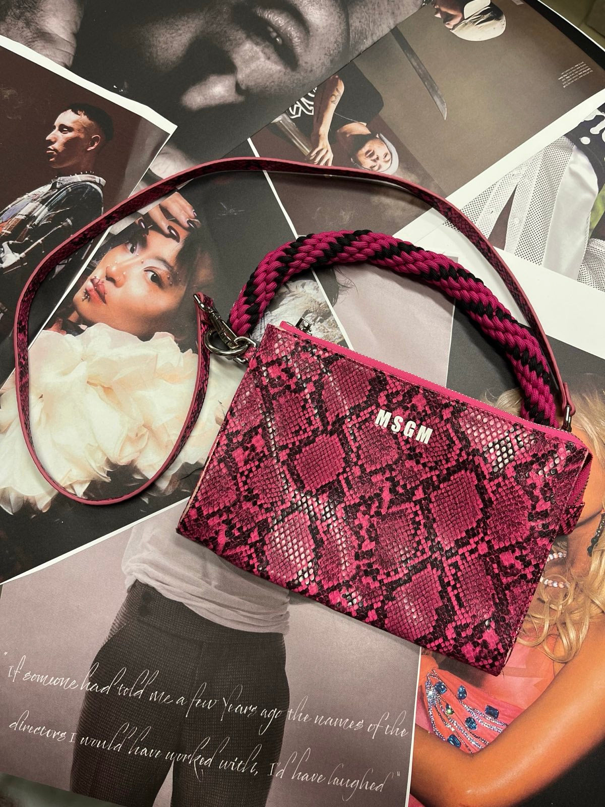 MSGM kožená růžovo–černá kabelka