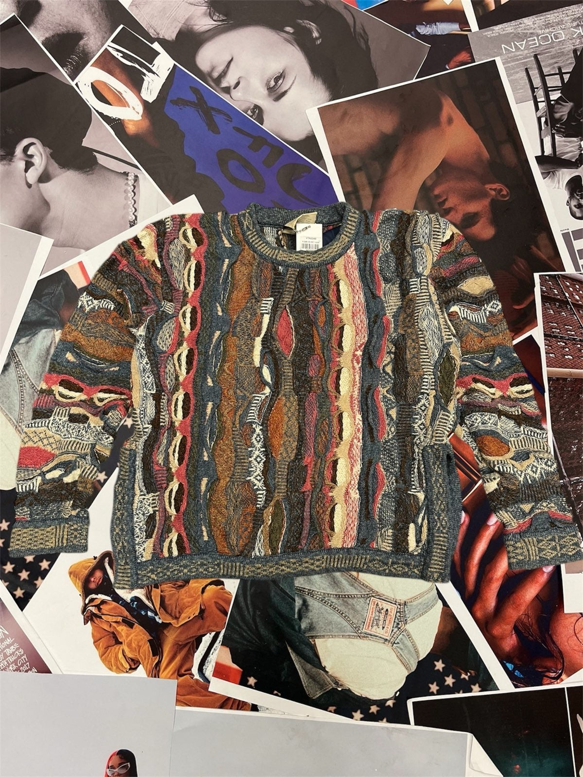 (XS) Coogi Classic svetr pletený, růžovo-hnědo-modrý