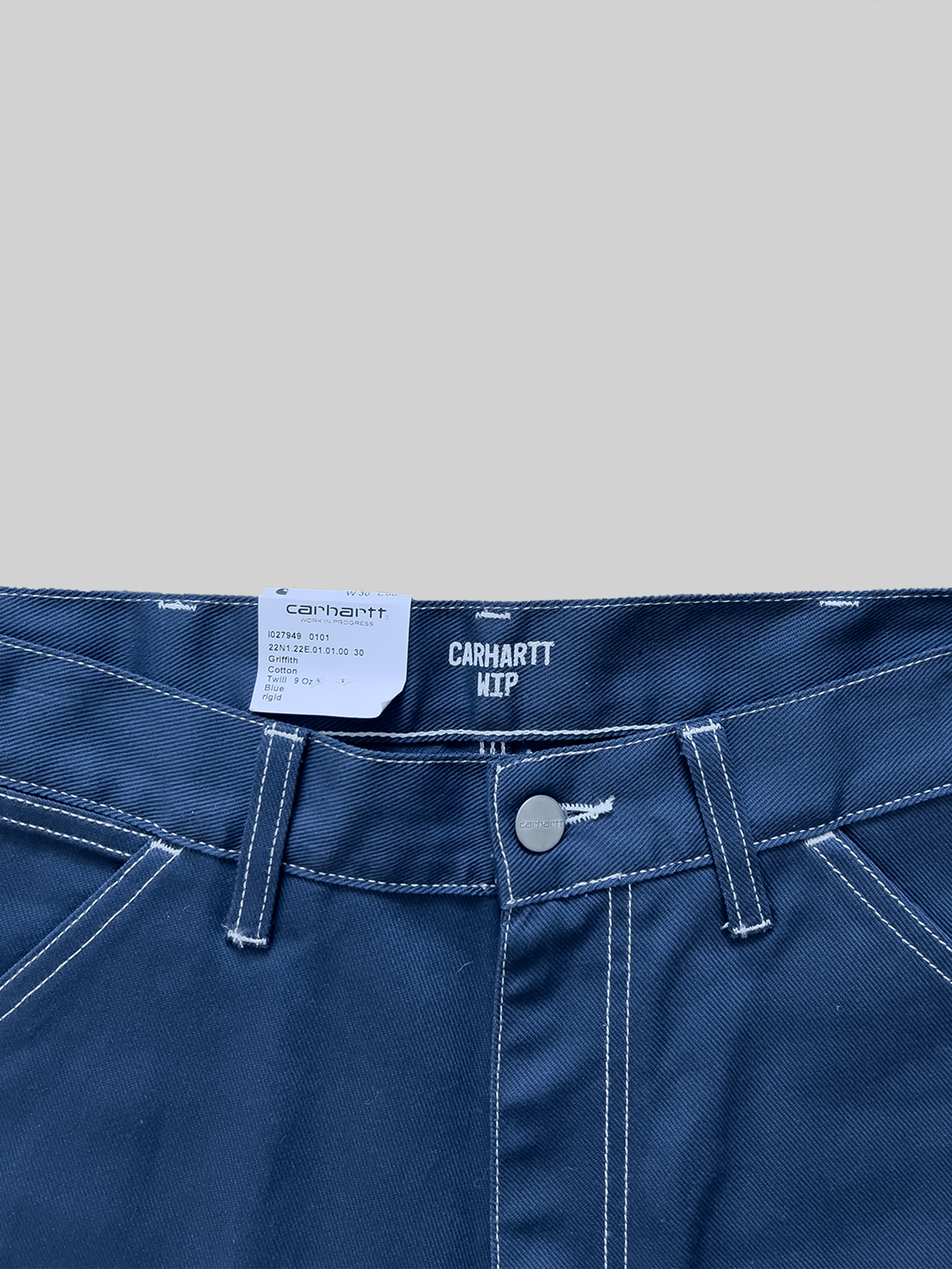 Kraťasy modré s bílým stitchingem Carhartt WIP Penrod Shorts (W30)