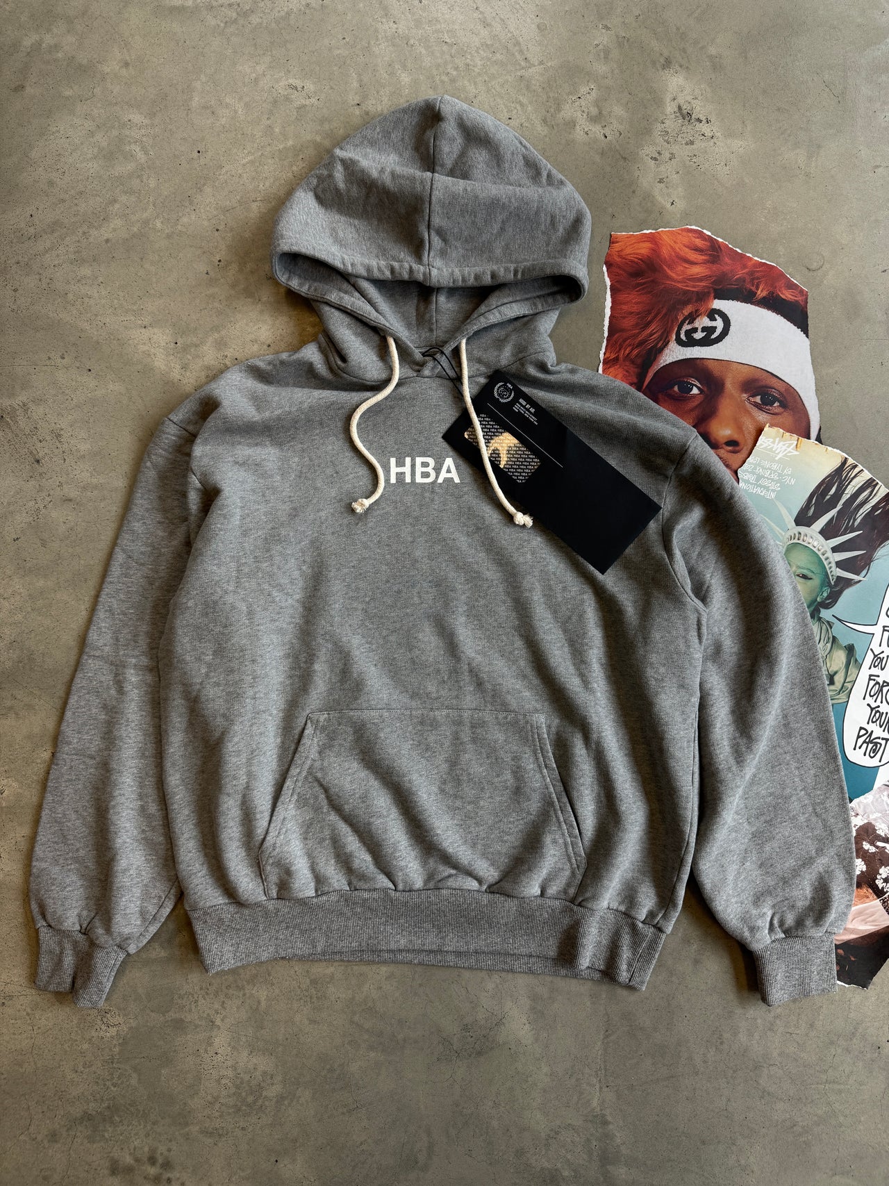 (M) Hood By Air (HBA) šedá mikina s kapucí Back Logo