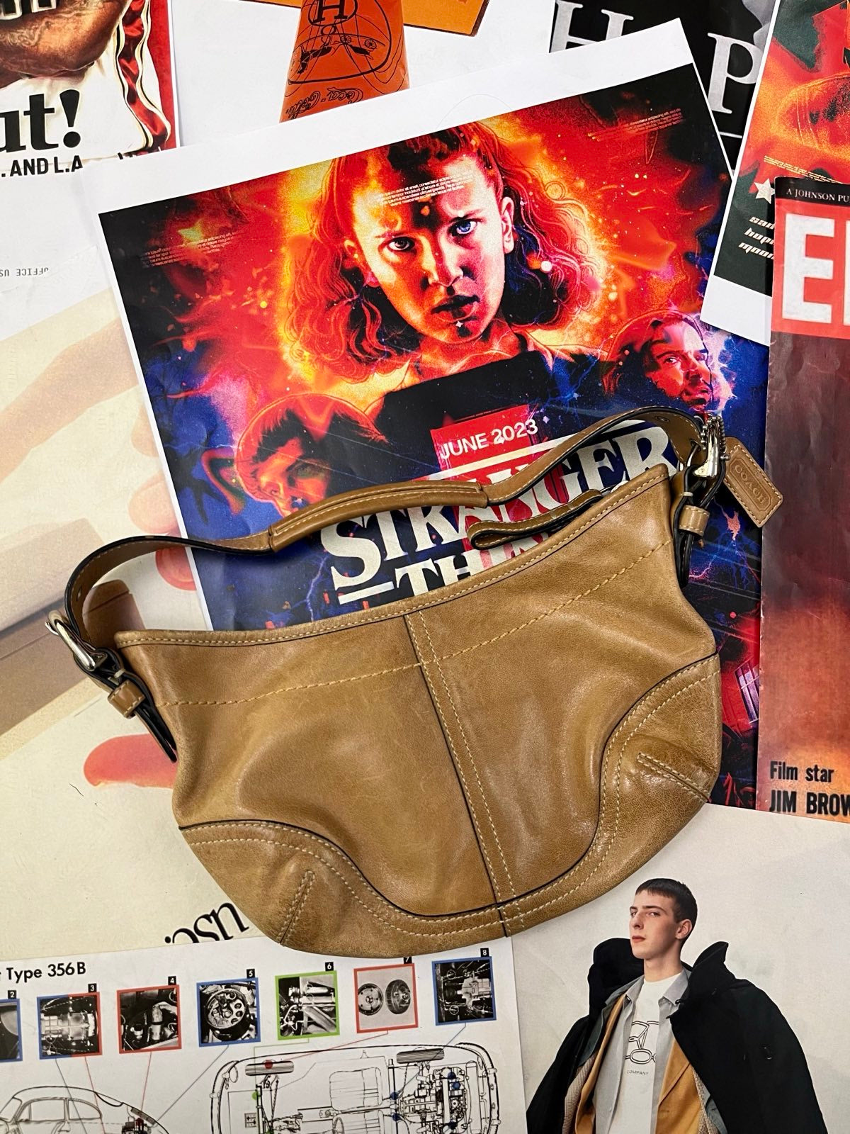 COACH kabelka malá hnědá kožená