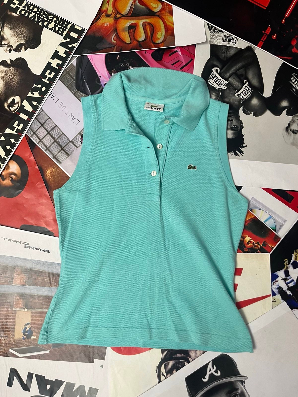 (M) Lacoste top s límečkem dámský modrý bez rukávů