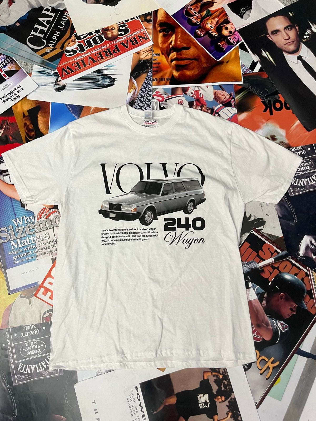 BOOTLEG triko bílé Volvo 240 Wagon šedé