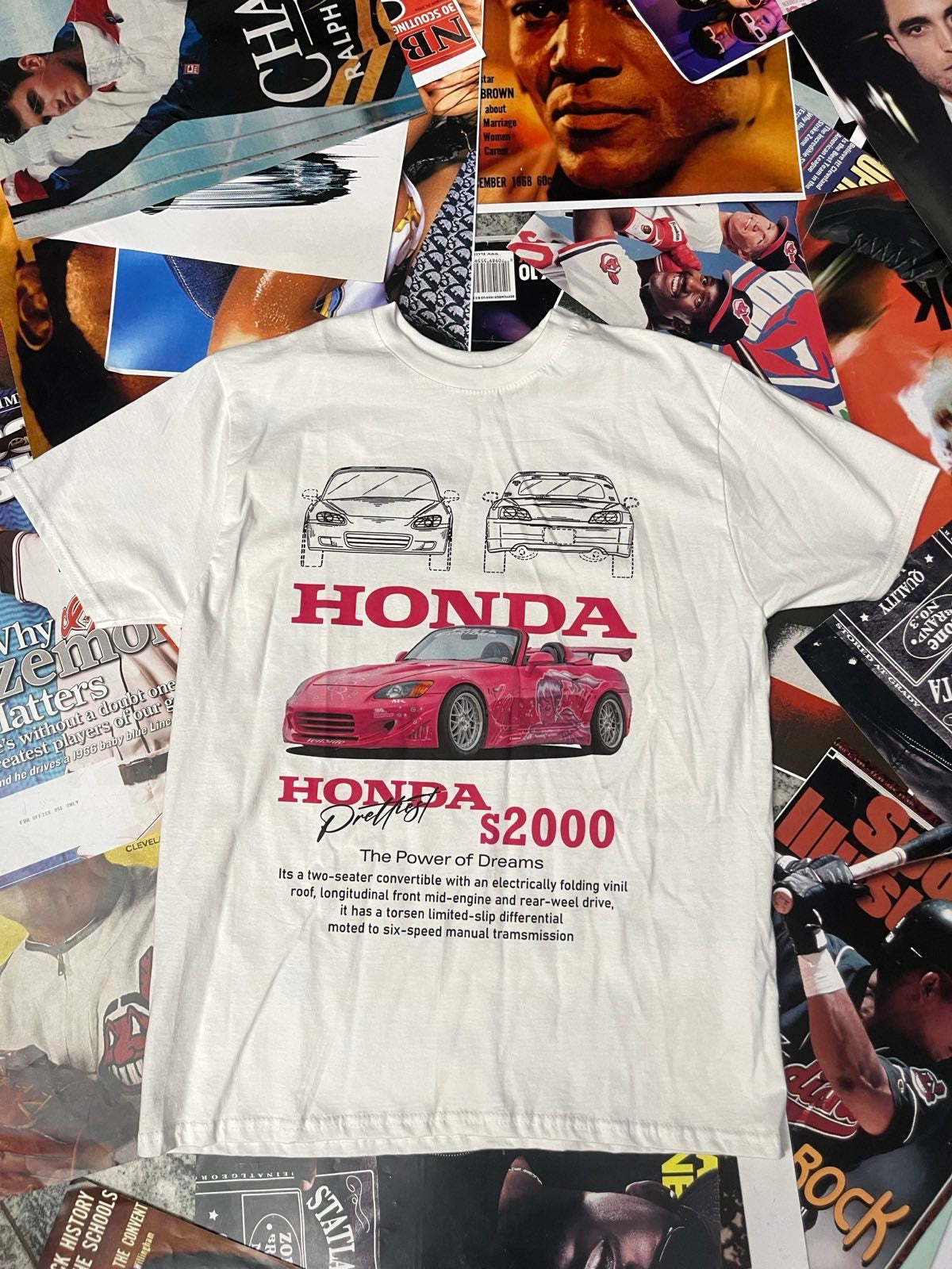 BOOTLEG triko bílé růžová Honda S2000
