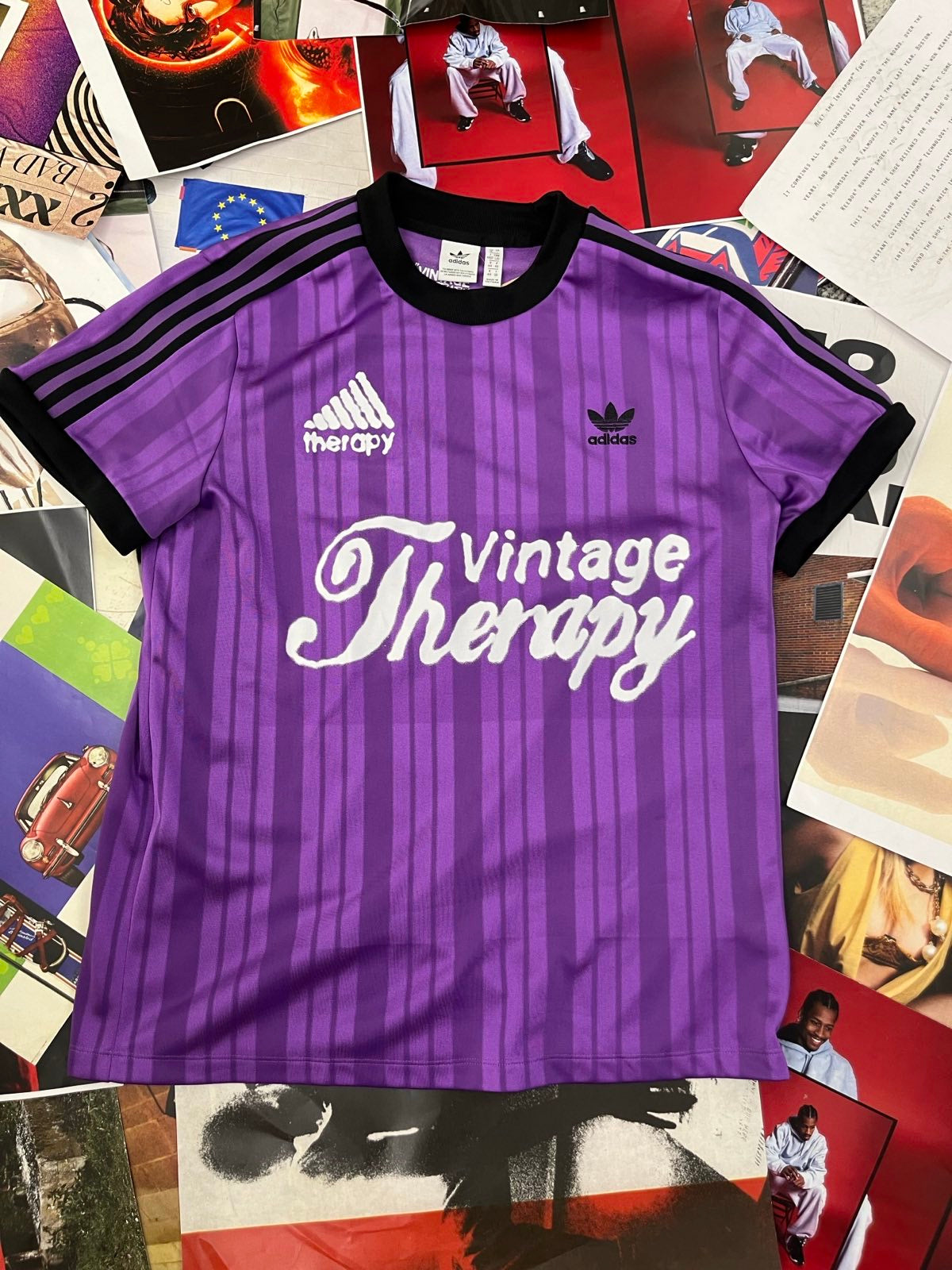 1of1 Therapy x Adidas dres fialový s černým límcem a úplety na rukávech L
