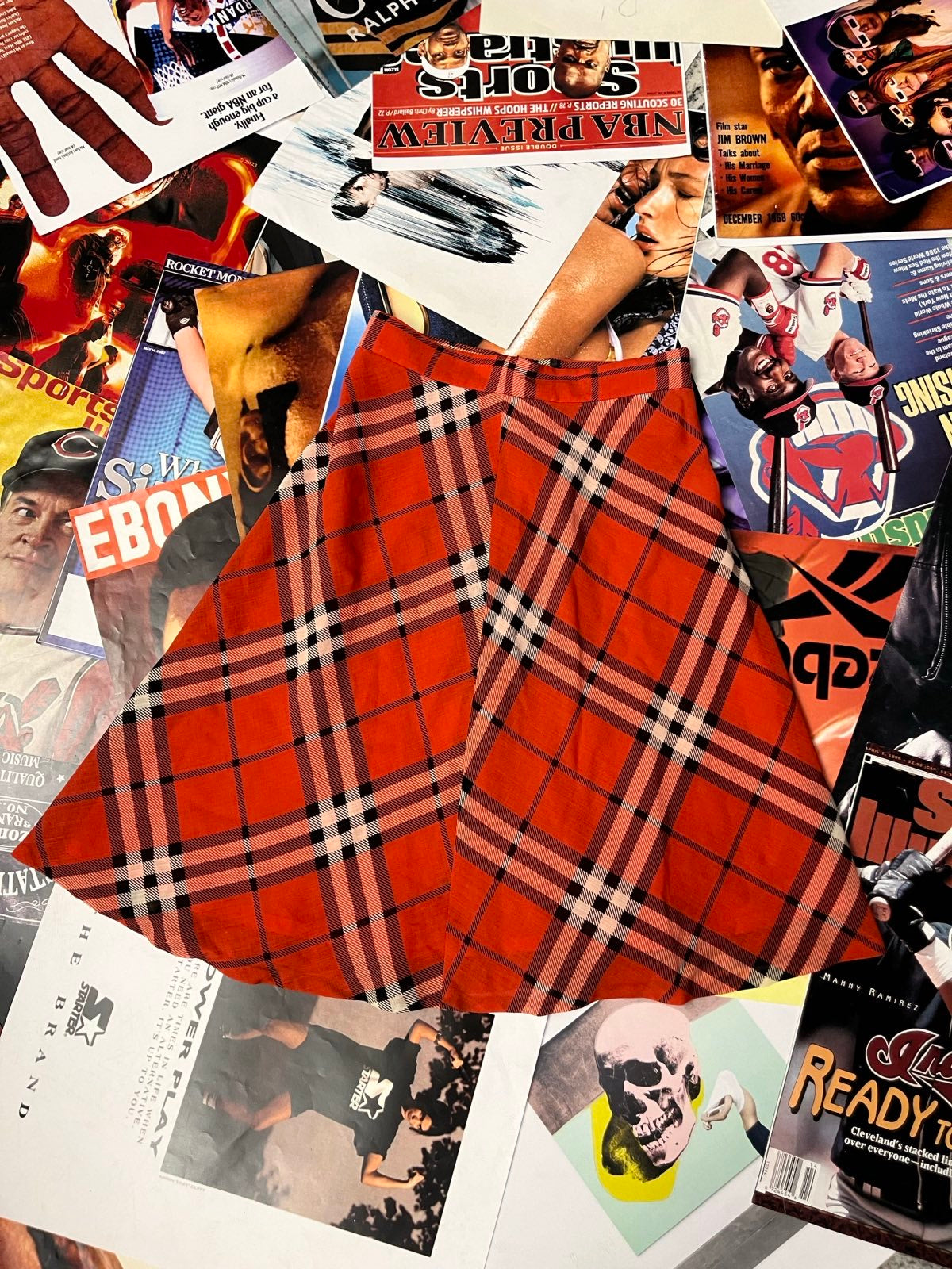 Burberry London Blue Label SUKNĚ červená károvaná S