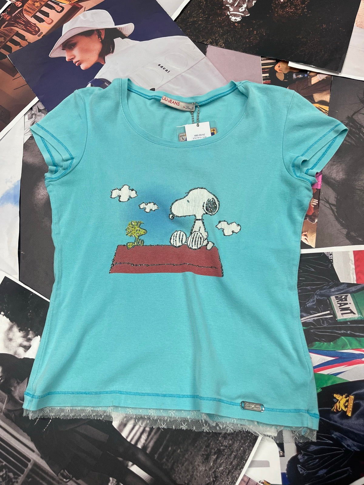 (M) Liu Jo Jeans světle modrý top se Snoopym