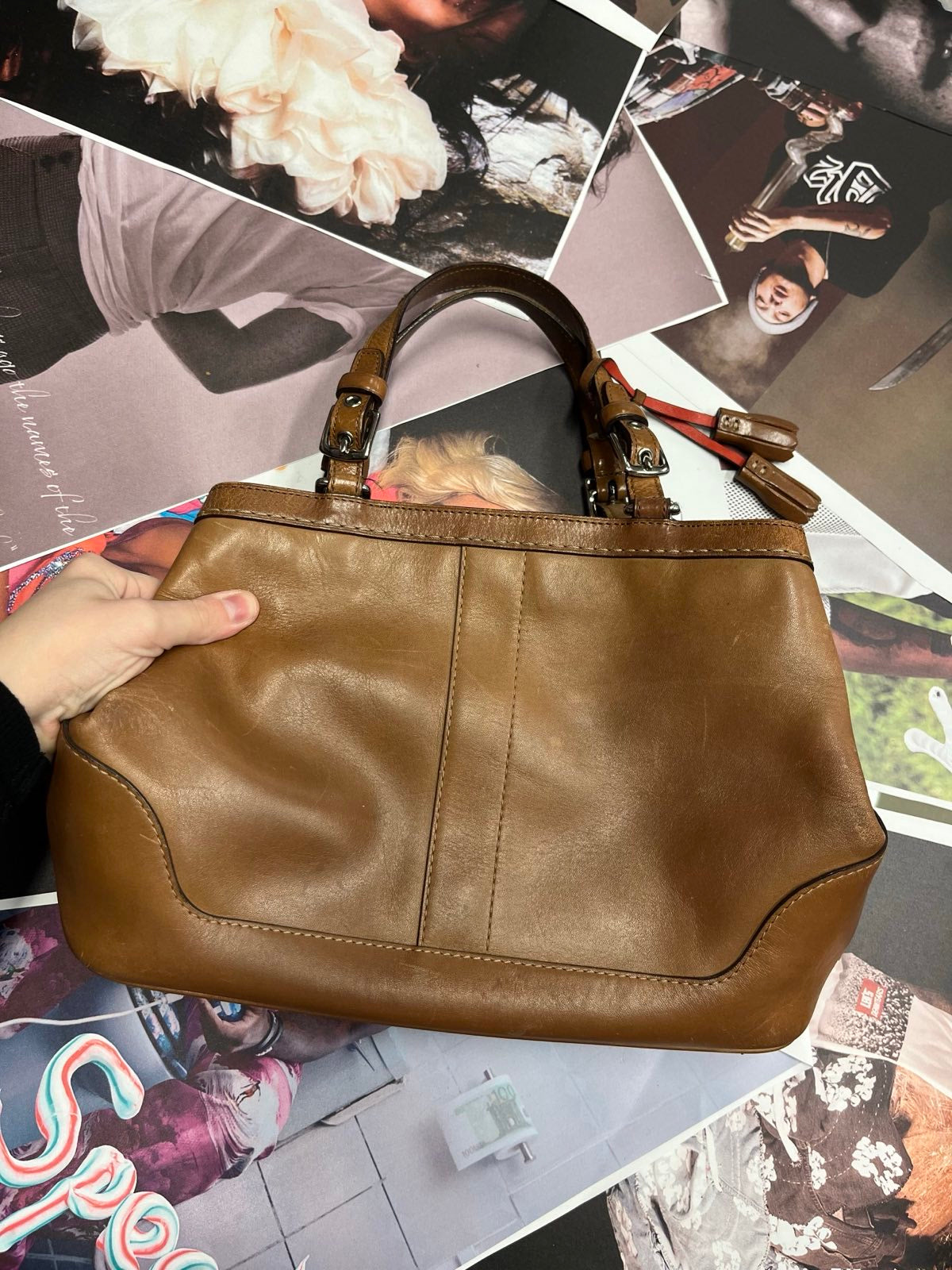 COACH kabelka hnědá kožená