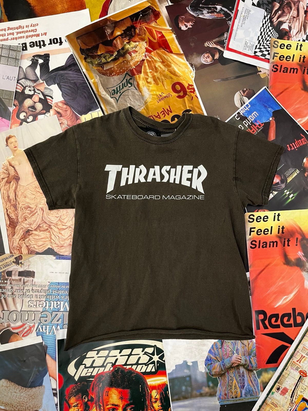 (M) Trasher triko olivové