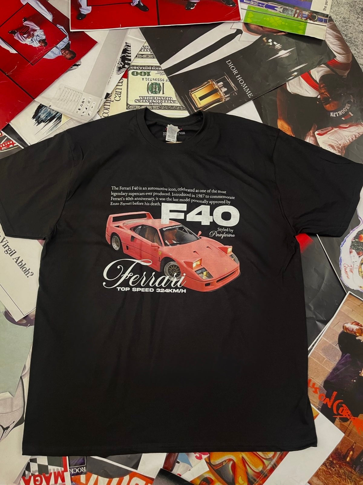BOOTLEG triko černé Ferrari F40 růžové