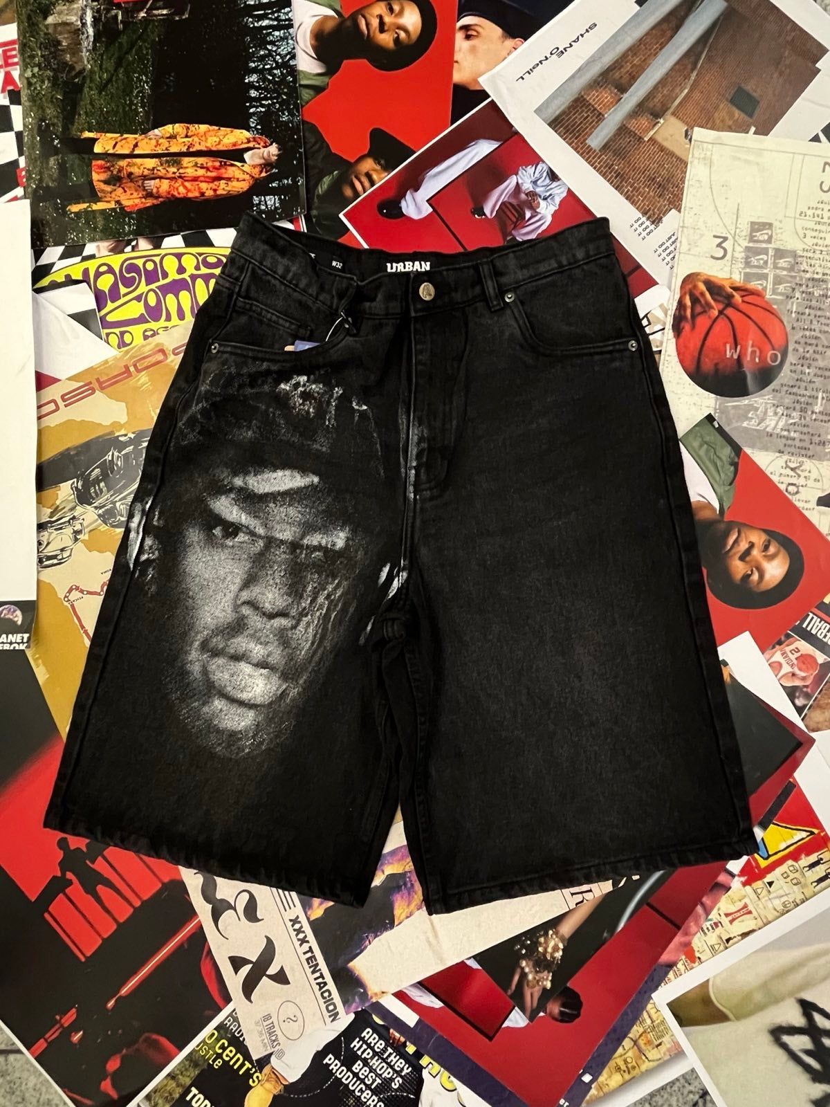 1of1 Urban classics KRAŤASY tmavě šedý denim s bílým sítotiskem Golf Tyler, the Creator M