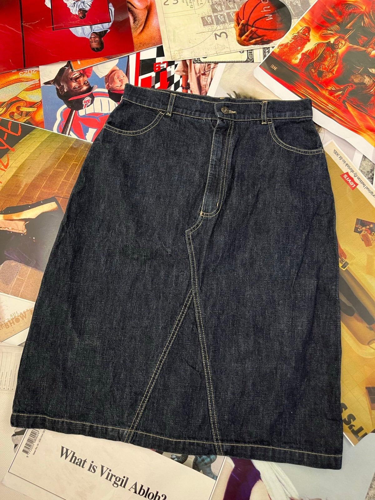 Yessica SUKNĚ tmavý denim dlouhá ke kolenům L