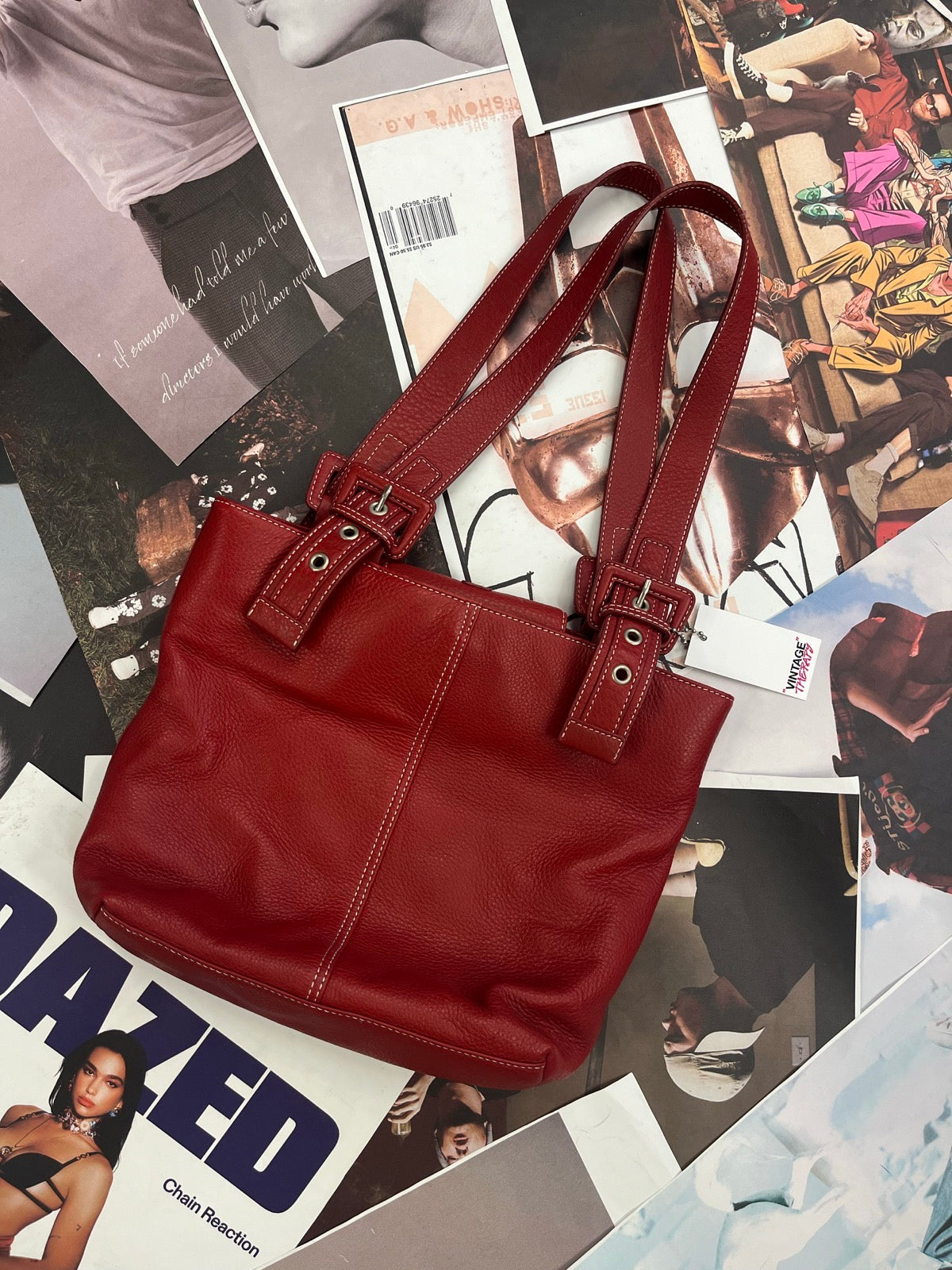 Tommy Hilfiger kabelka červená kožená
