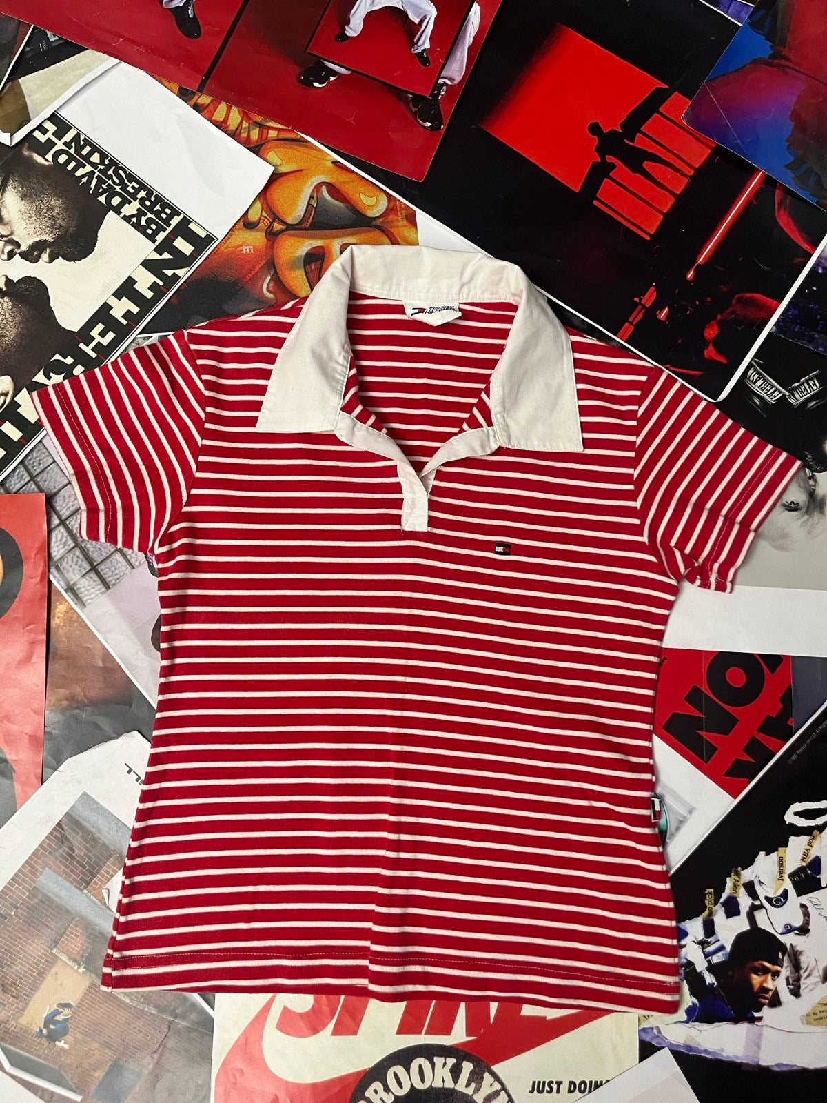 (XL) Tommy Hilfiger polo triko pruhované červeno bílé dámské