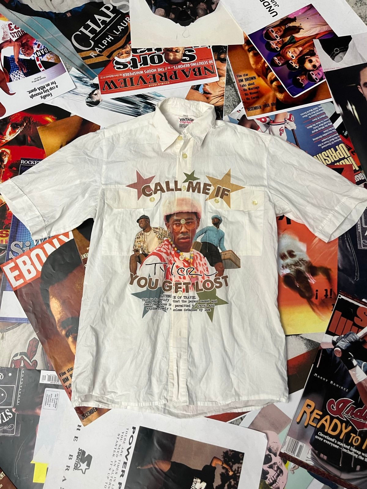 1of1 KOŠILE bílá s krátkým rukávem s potiskem Tyler, the Creator Call me if you get lost M