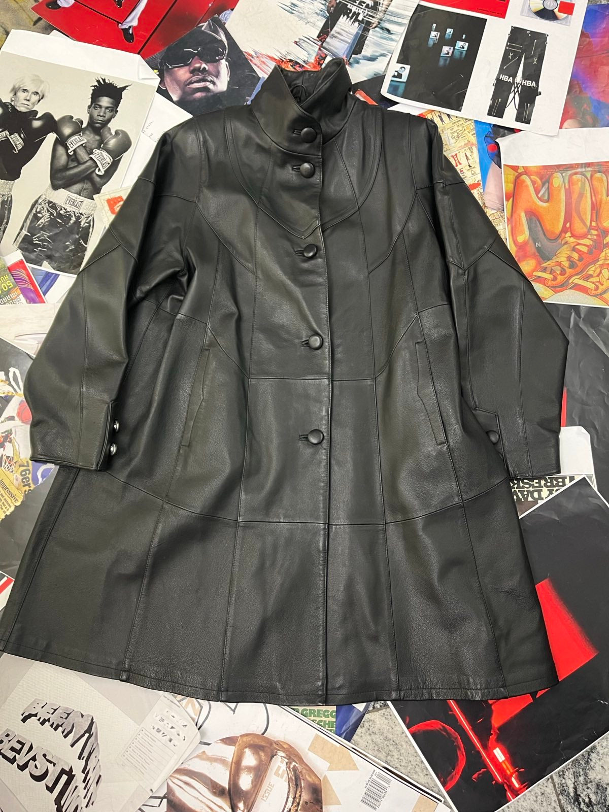 (2XL) KCERO kožený kabát na knoflíky