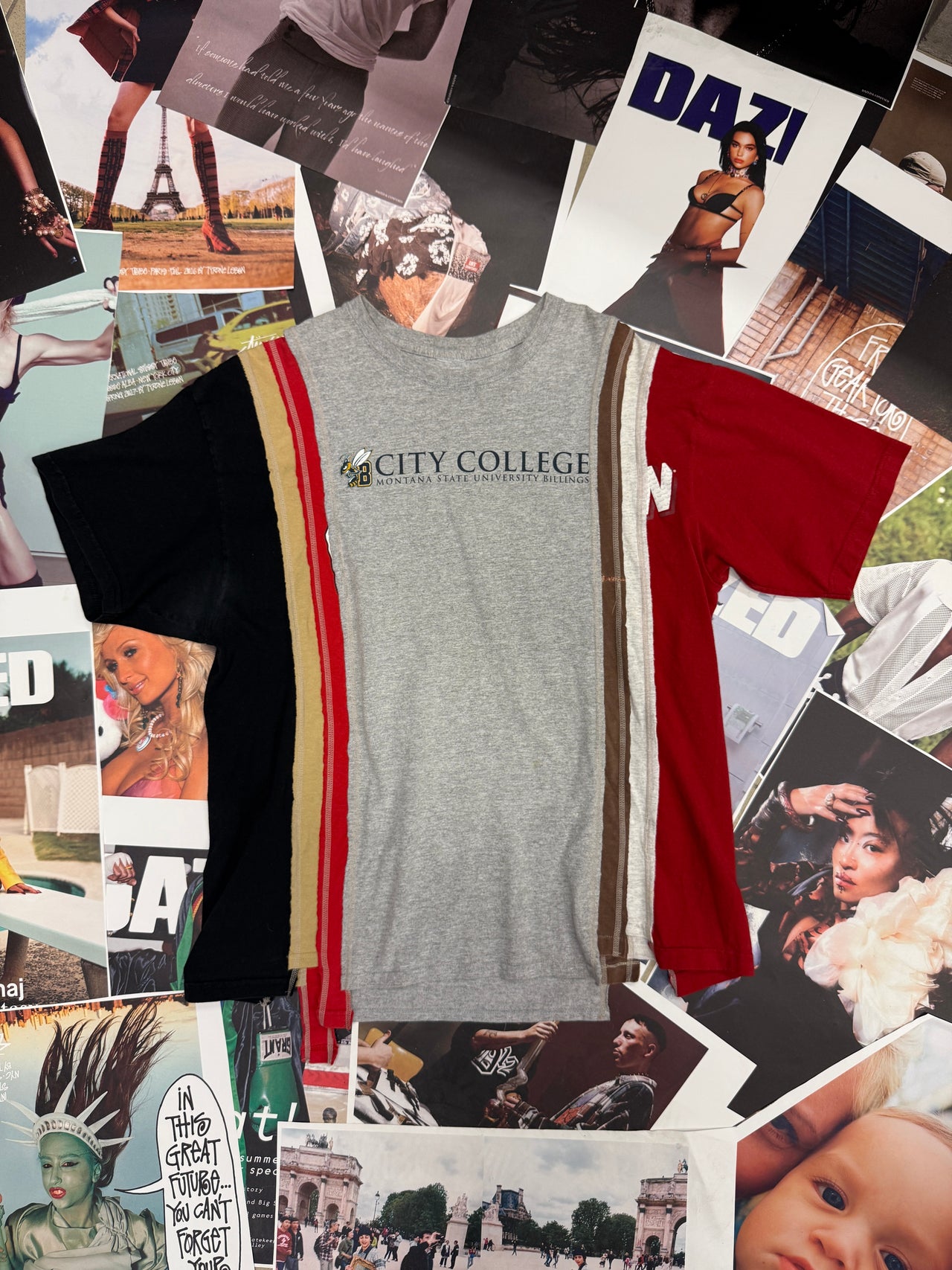 (OS) Rebuild by Needles tričko šedé upcyklované City College Montana State University Billings