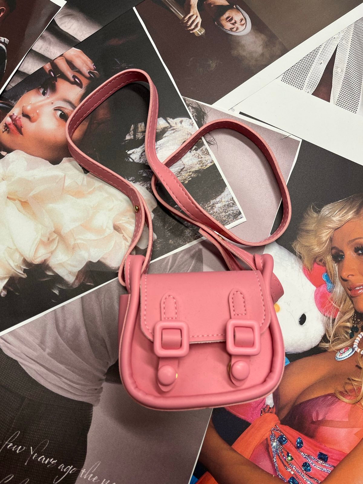 Růžová mini kabelka na zapínání