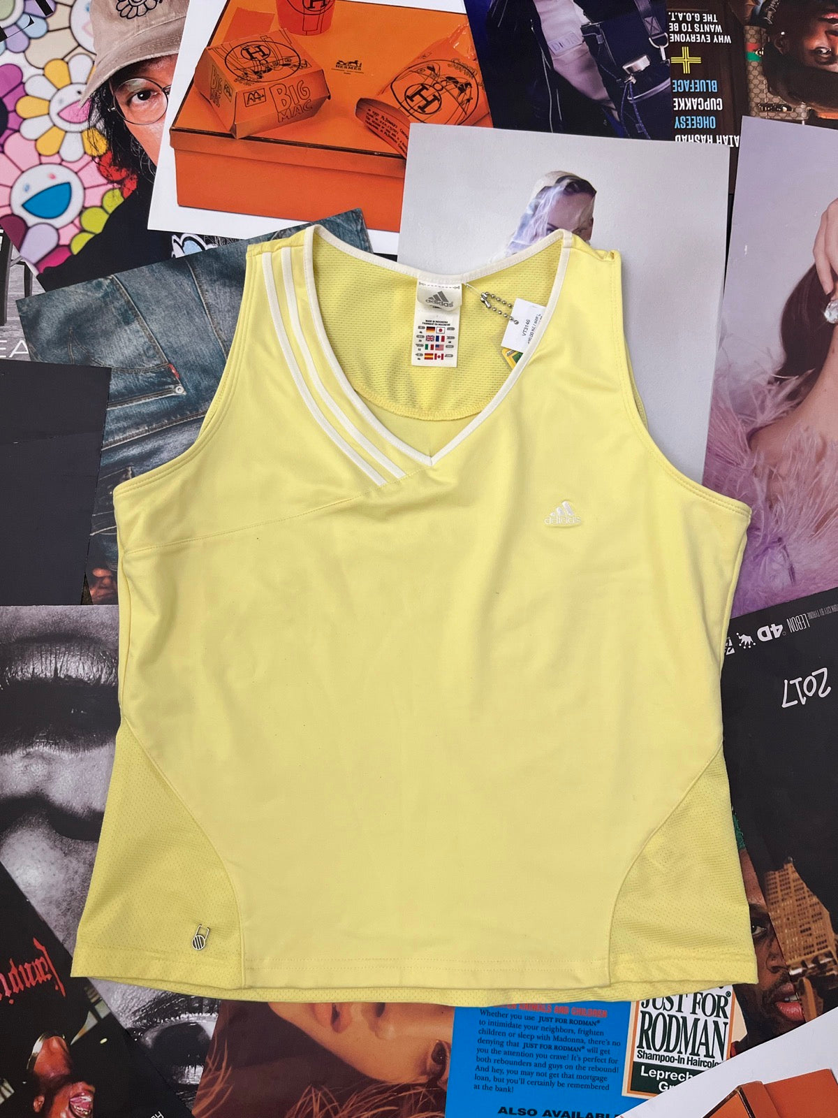 (L) Adidas žluté tenisové tílko dámské