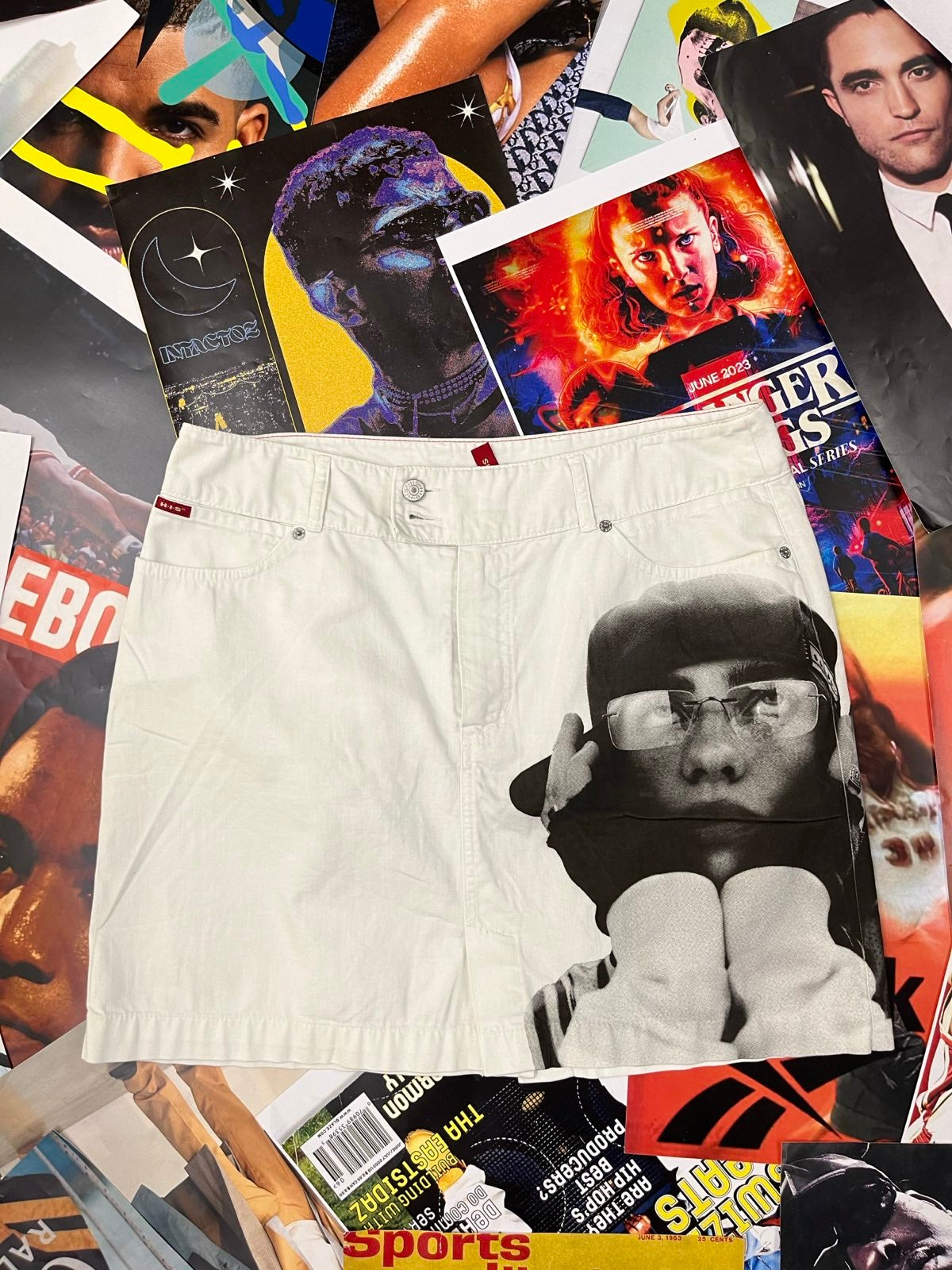 (2XL) 1of1 Vintage therapy x HIS sukně bílá se sítotiskem Billie Eilish