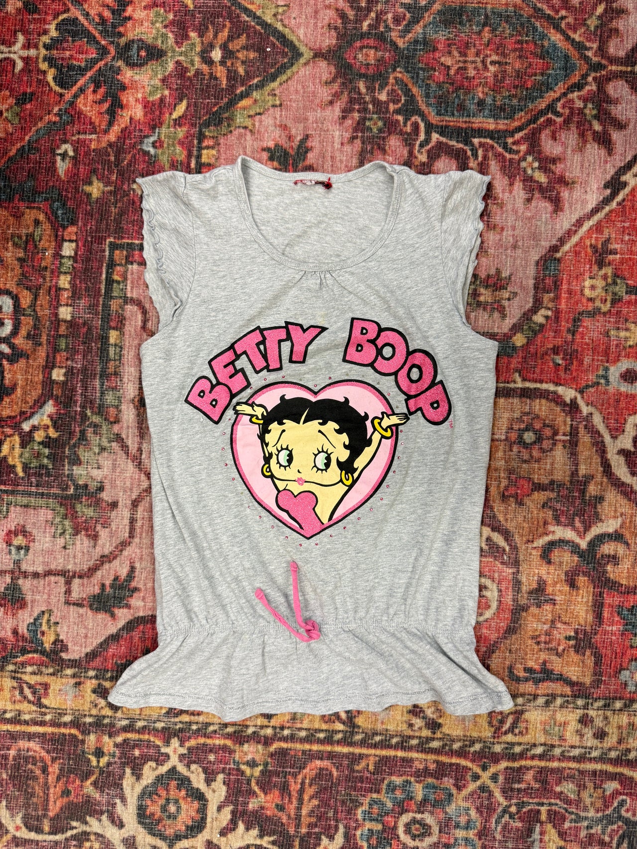 (XS) Betty Boop top dámský šedý s Betty Boop na přední straně