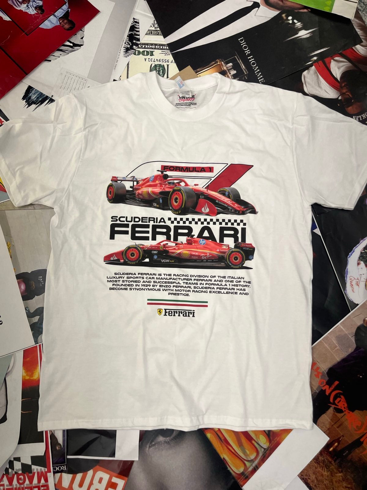 BOOTLEG triko bílé Scuderia Ferrari červené