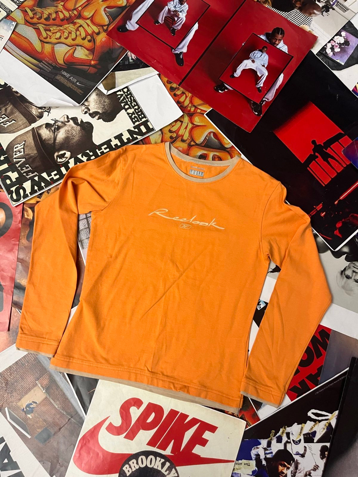 (XL) Reebok triko s dlouhým rukávem oranžové dámské s logem na hrudi