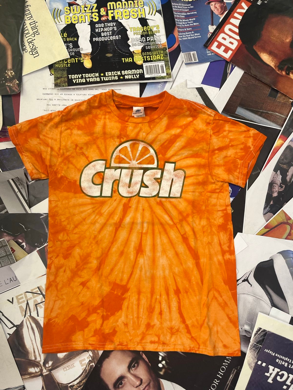 (S) ColorTobe TRIKO Oranžové batikované nápis Crush