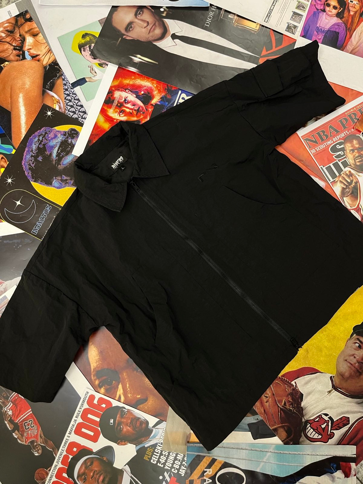 (L) Ravers KOŠILE černá šusťákový materiál