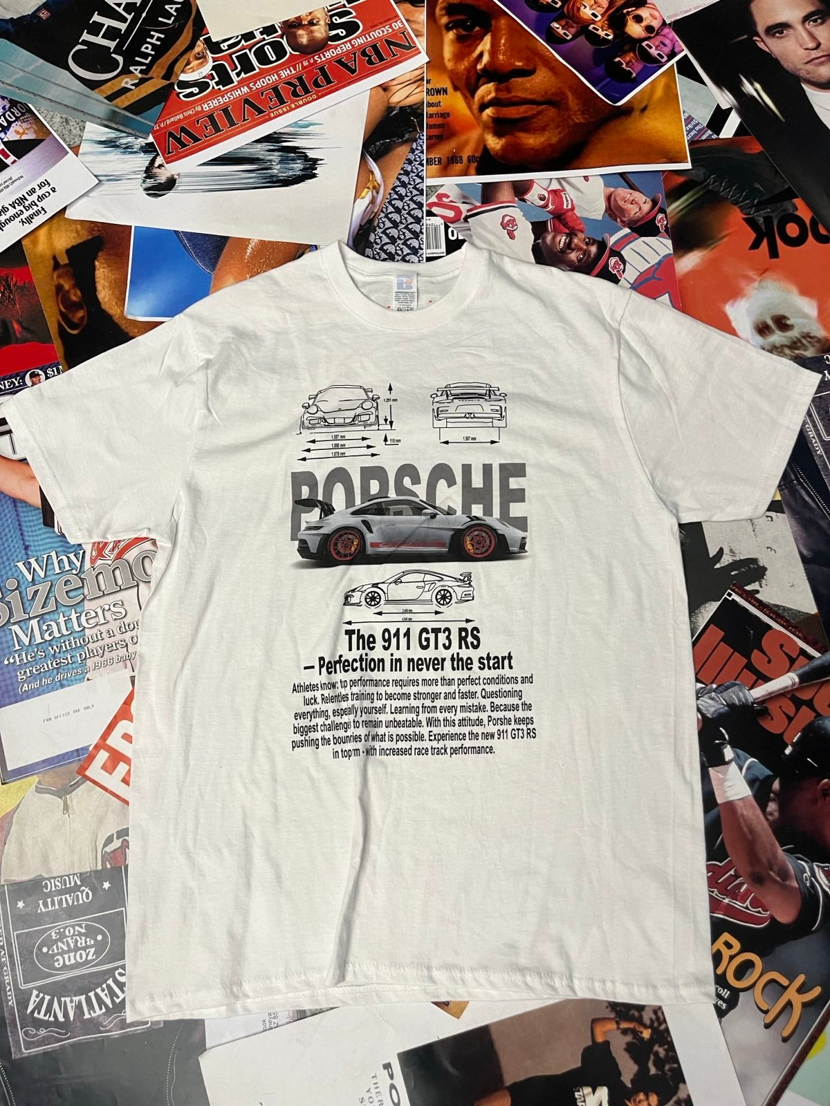 BOOTLEG triko bílé Porsche 911 šedé