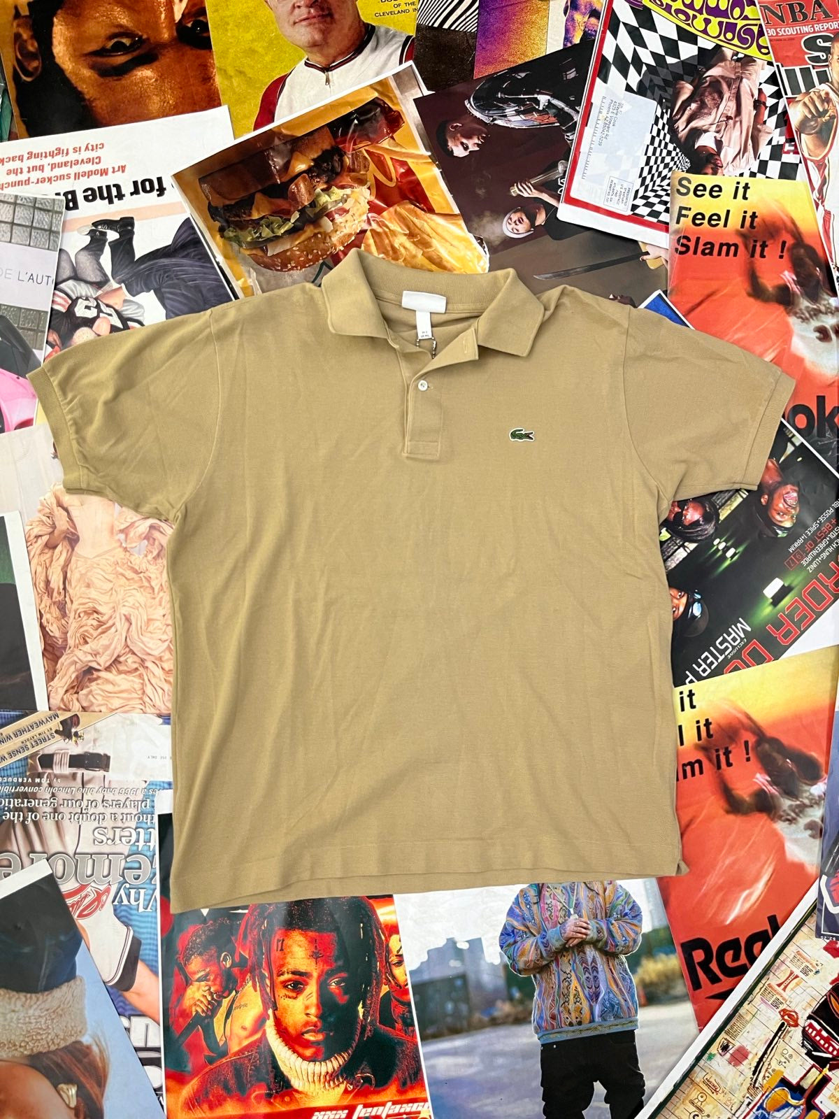 (M/L) Lacoste polo triko béžové s límečkem