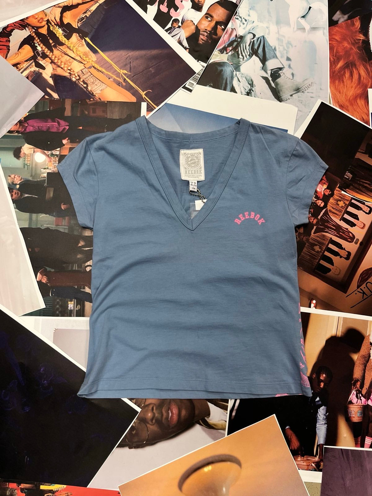 (S) Reebok triko modré s růžovým logem dámské