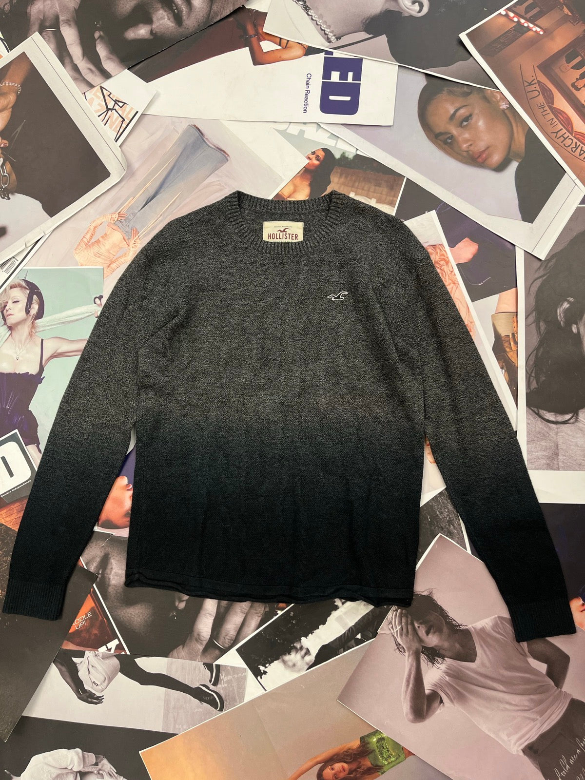 (M) HOLLISTER svetr šedý ombré