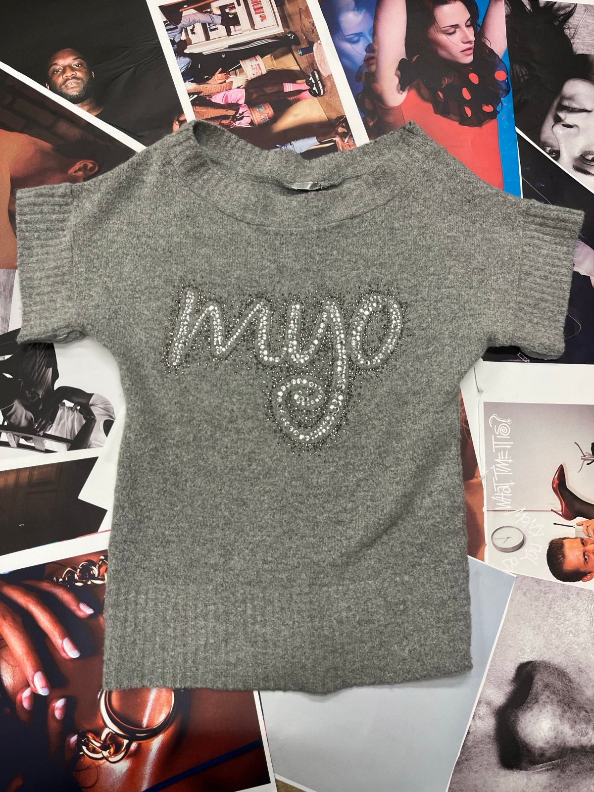 (L) Map Chia svetr dámský šedý s kamínky