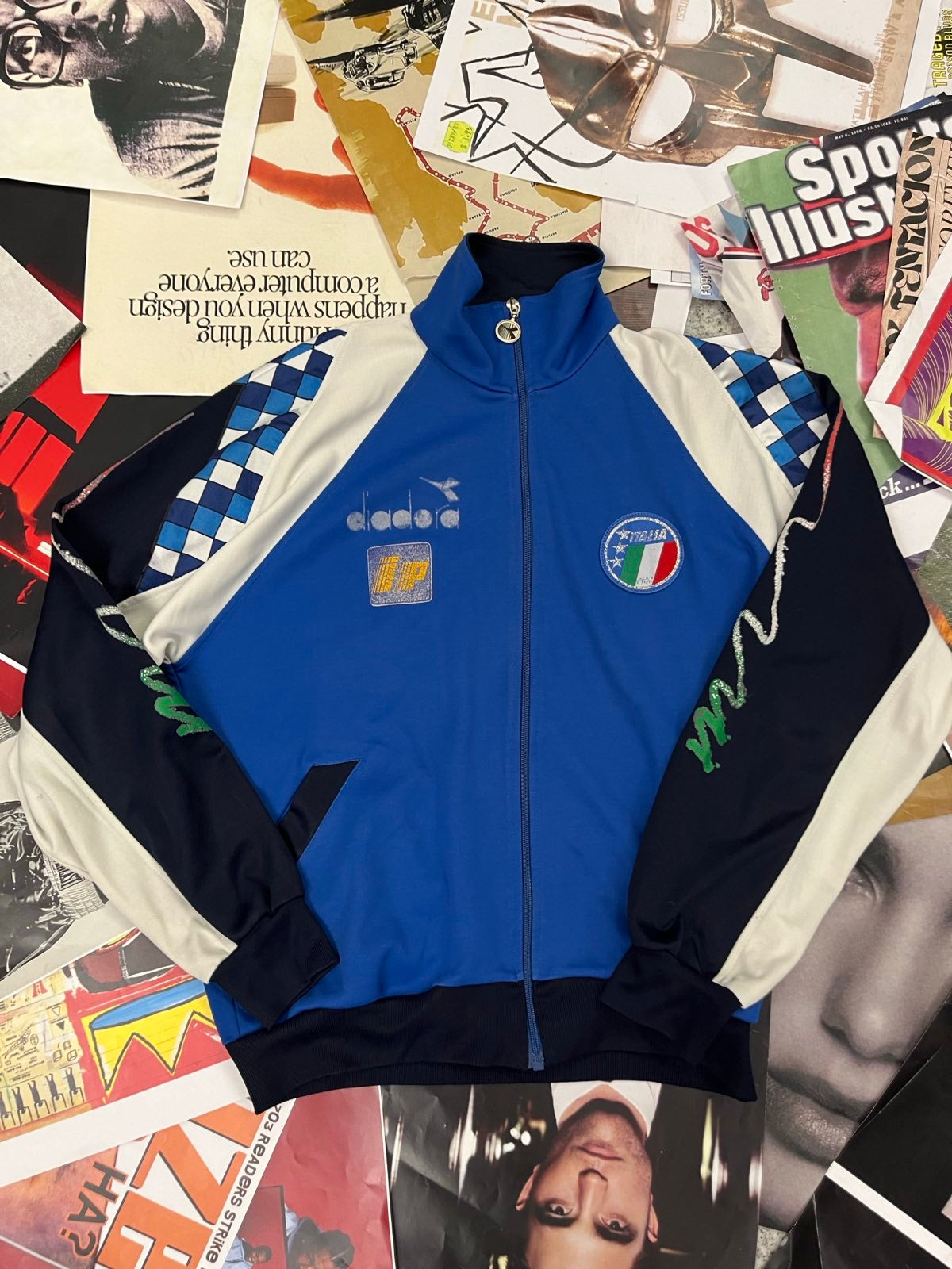 Italy Diadora MIKINA modrá na zip L