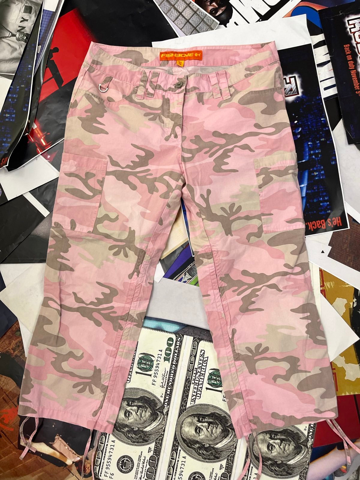 (S) Fishbone KALHOTY 3/4 maskáčové růžové