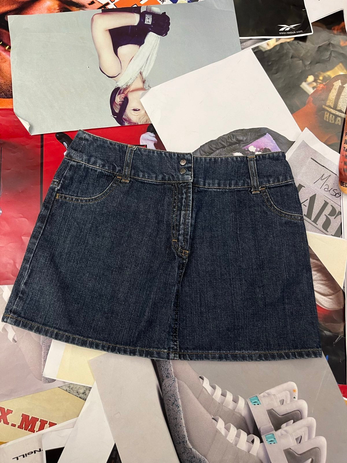 (S) Ferre MINI SUKNĚ tmavý denim, Ferre logo na zadní kapse