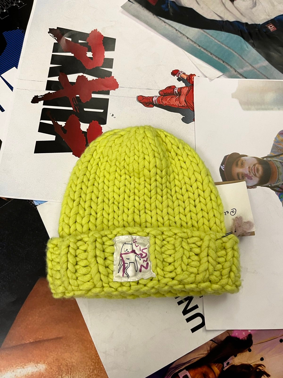 Pletená čepice neonově žlutá OS