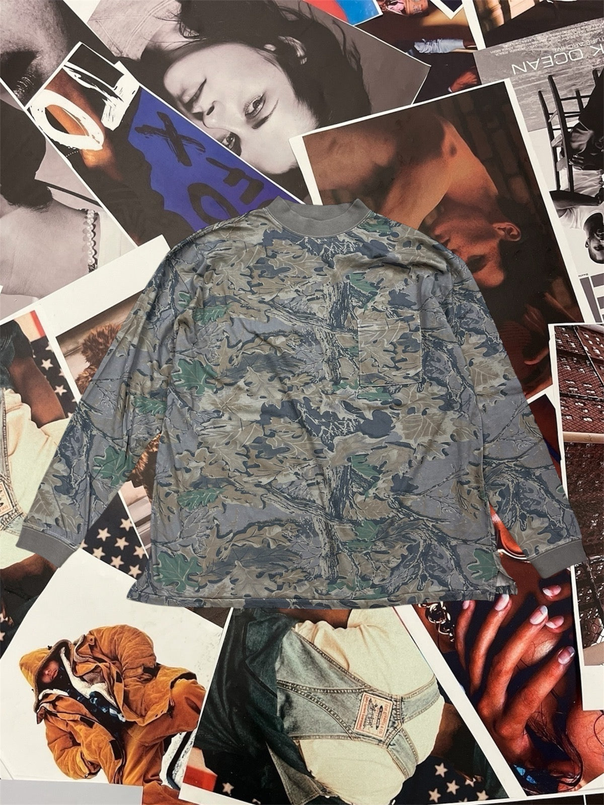 (L/XL) Yeezy Season 4 maskáčový longsleeve s kapsou