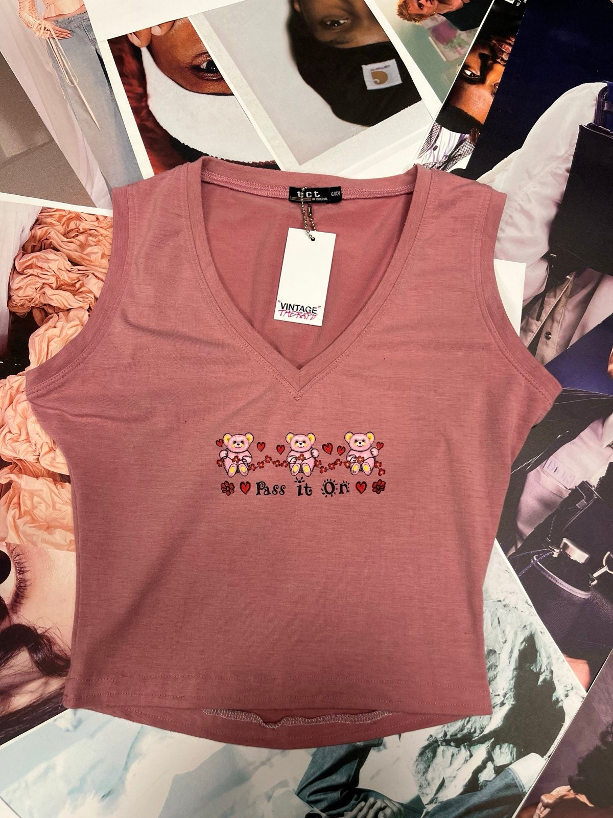 (XL/XXL) TCT top růžový s medvídky Pass it on