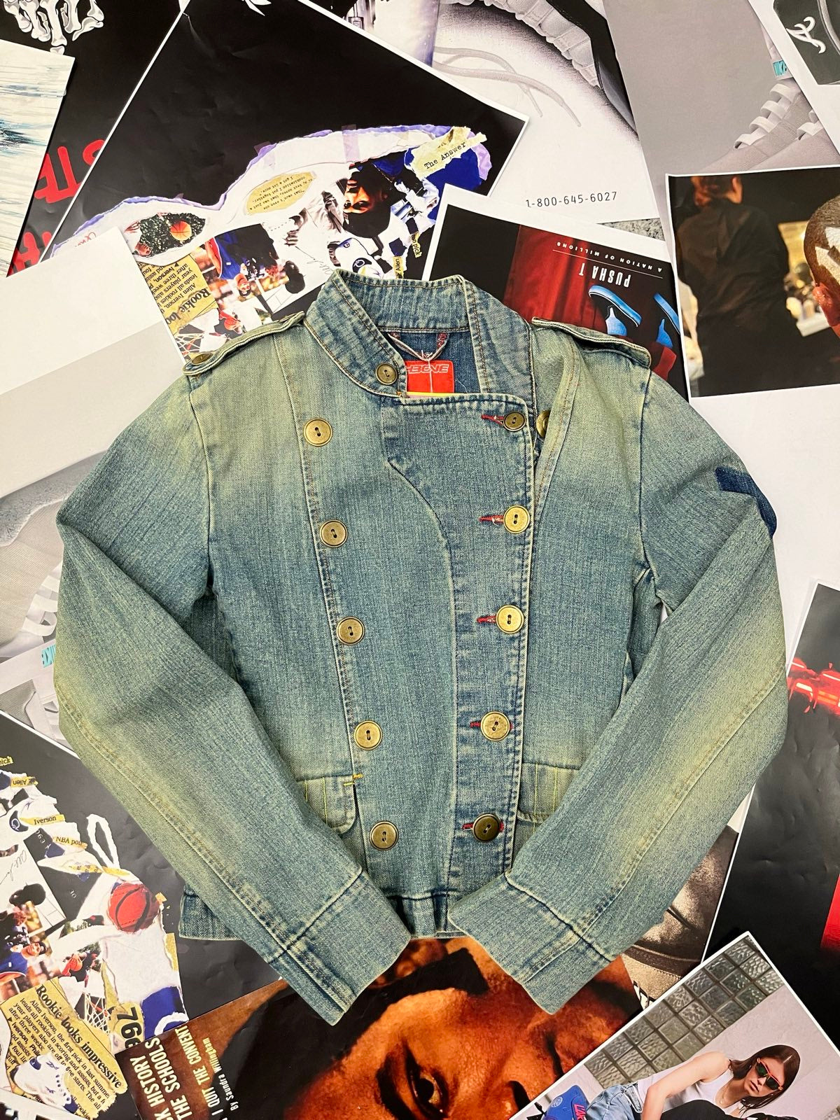 Fishbone BUNDA džínová, sepraný světlý denim s knoflíky M
