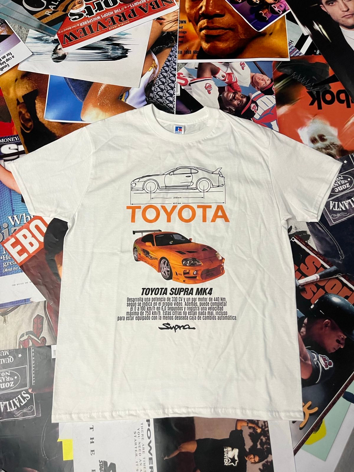 BOOTLEG triko bílé Toyota Supra MK4 oranžová