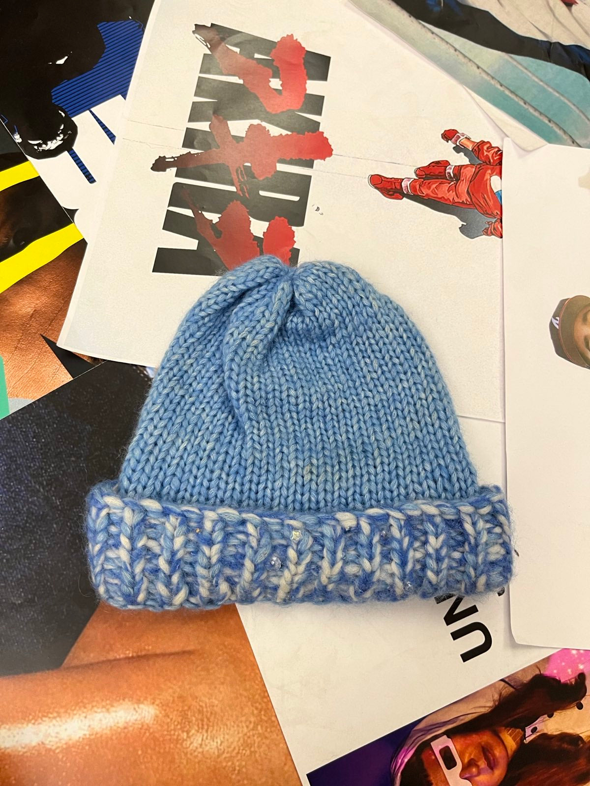 Pletená čepice světle modrá OS