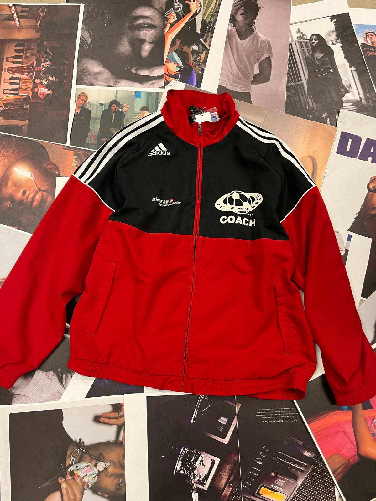 (XL) Adidas větrovka červeno–černá FC Embrach