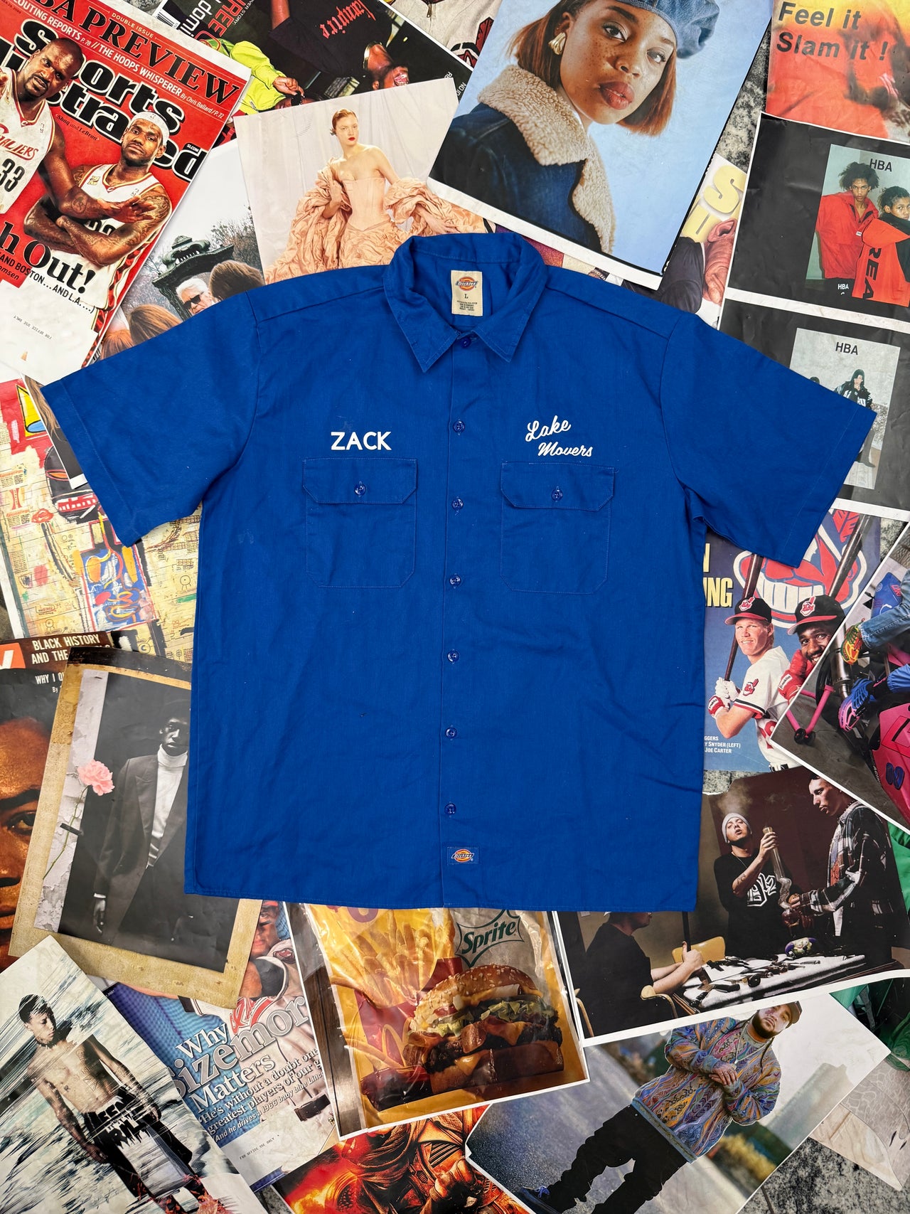 (L) Dickies modrá košile s krátkým rukávem