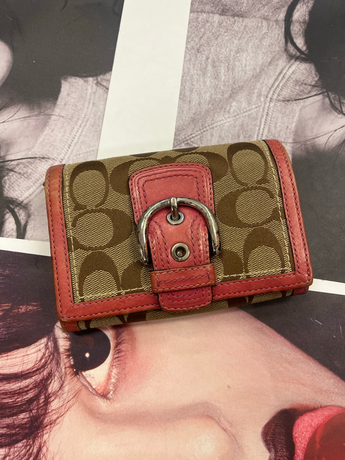 Coach Signature Canvas peněženka růžová