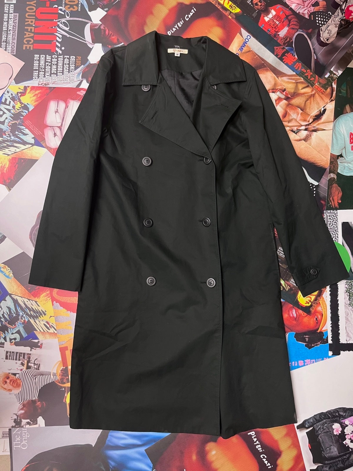 (M) MCM trenchcoat černý na knoflíky