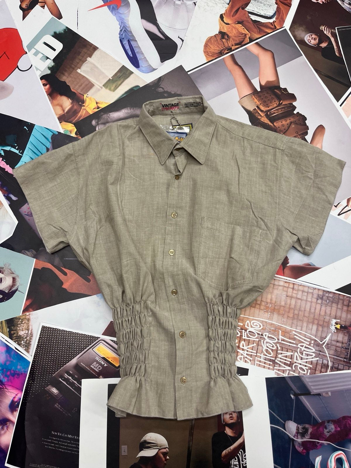 (M) Reworked žabičkový top béžový Wear 'N' Love