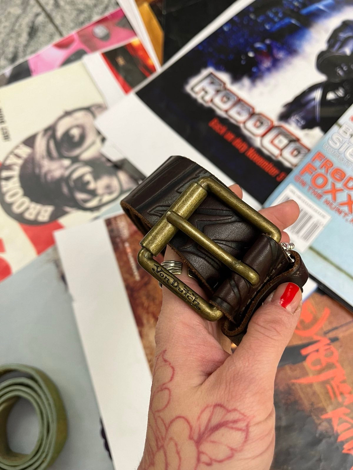 (80) Von Dutch kožený opasek hnědý